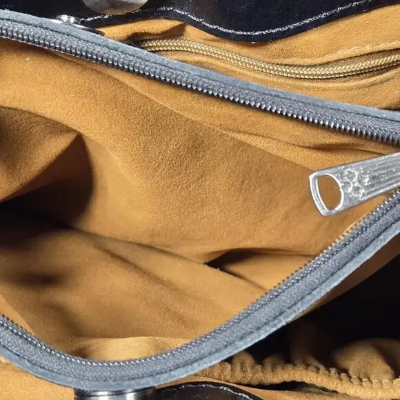 Patricia Nash Leather Crossbody Bag Floral Newspaper Print Buckle Front Zip - Picture 13 of 13